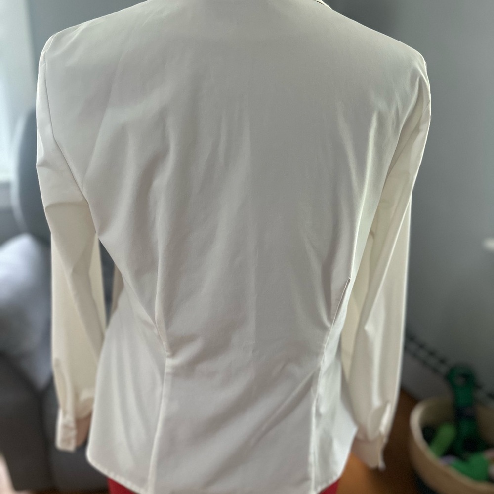 Calvin Klein White Ruched Button Down Shirt - Picture 3 of 9